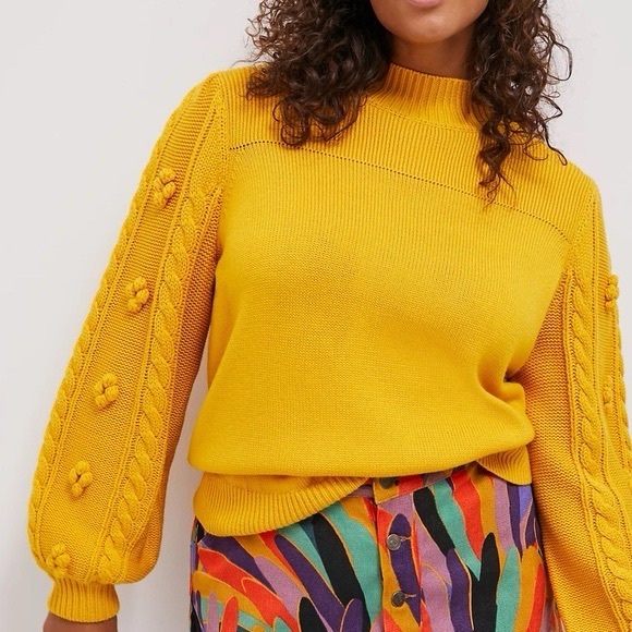 Anthropologie Sweaters - NWT Anthropologie Maeve Mock Neck Sweater Gold Size Large Petite